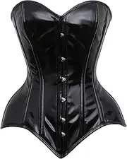 [Corsets Island] Overbust PVC Corset Steel Boned Corset Waist Training Overbust Corset Goth Style Steampunk Corset PVC Corset