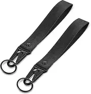 2 Pack Short Lanyard For Keys Short Key Lanyard Black Wristlet Strap Hand Wrist Lanyard Key Chain Holder With Key Rings For Women Men Car Key Id Badge Wallet Card Holder（Black）, Black