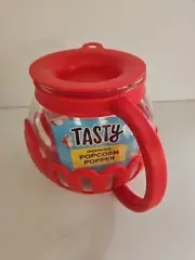 Tasty 1.5 Quart Borosilicate Glass Micro-Pop Red Microwave Popcorn Popper