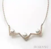 Authentic Swarovski Edify Clear Crystal & Pearl Rose Gold Medium Necklace NIB
