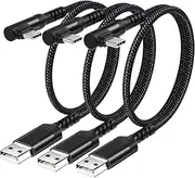 Short USB C Cable 1ft, Agtray 3-Pack USB a to USB c 90 Degree L Shape Right Angle Plug Fast Charging Android Charger Cord for iPhone 16 15, Samsung Galaxy S25 S24 S23 A16 A15, Google Pixel 9 8 (Black)