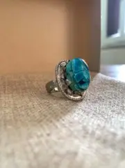 Egyptian Scarab Ring ancient Platinum silver color unique piece and vintage