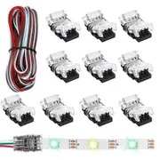 11 Pieces Tunable 3 Pin LED Strip Connectors 10mm LED Strip Light Connectors LED Strip Connector Terminal for WS2811 as shown