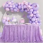 Sequin Tablecloth Rectangle Table Cloths Lavender Shiny Table Skirt Sweet Bir...