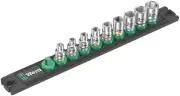 Wera Magnetic Socket Rail A 4 Zyklop Socket Set, 1/4" Drive, 9pc, 05005400001