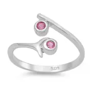 Round Simulated Red .925 Sterling Silver Toe Ring