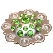 92HS Set Of 32 Western Screw Back Concho Olivine Crystal Bling Saddle Cowgirl