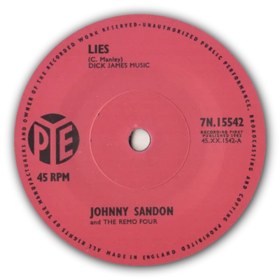 JOHNNY SANDON - "LIES" c/w THE REMO FOUR - "PETER GUNN" - BRIT ROCKERS - LISTEN