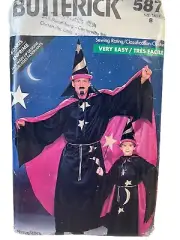 Butterick Sewing Pattern 5873 Costume Wizard Child Size 2-6X UNCUT