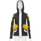 FENDI Monster Bug Eye black yellow fur trim ski jacket IT38 XS