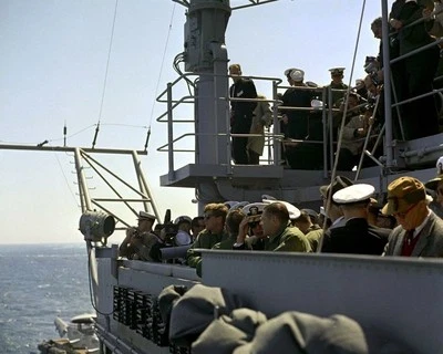 President John F. Kennedy watches naval exercises USS Enterprise New 8x10 Photo