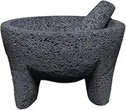 LINDO Brand 8.6 inch Molcajete Mortar and Pestle, Mexican Handmade with Lava Stone,Herb Bowl, Spice Grinder, Pill Crusher, Pesto Powder, Volcanic Stone