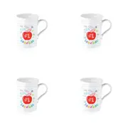 4x No 1 Teacher New Bone China 360ml Tea/Coffee Mug Thank You Cup Drinkware