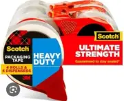 Scotch Heavy Duty Shipping Packaging Tape With Dispenser X4, 1.88 in x 38.2 yd