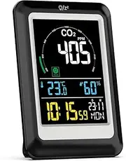 Air Quality Monitor, 5 in 1 Air Quality Monitor Multifunctional Real-time Dectect Carbon Dioxide Meter Digital Temperature Humidity Sensor for Living Rooms, Kitchens, basements, Offices