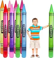 8 Pcs Jumbo Inflatable Crayons Large Neon Blow up Pencil Balloons for Classroom Playground Indoor Outdoor Birthday School Theme Party Decorations