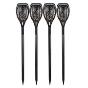 2Pcs Hollow Carved Solar Light Flickering Flames Torch Lights Patio Walkway Lamp Outdoor Garden Landscape Decor Light