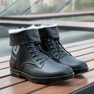 2022年新款防水馬丁靴男士短筒雨鞋 英倫休閒厚底黑色工裝廚師鞋