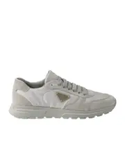 Prada Triangle-Logo Lace-Up Sneakers UK6.5,UK9,UK7.5,UK8,UK10,UK7,UK11,UK6,UK8.5,UK9.5 cloud Gray