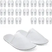 20 Pairs Disposable House Slippers for Guests, Bulk Pack for Hotel, Spa, Shoeless Home, White Closed Toe (Australia Size 11)