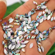 50 Pieces AB Flatback Rainbow Rhinestones Nail Art 8 Shapes Your Choice
