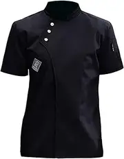 [Generic] kowaku Unisex Chef Jacket, Short Sleeve Uniform Sweat Absorbing Chef Coat for Expediters Caterers Restaurant Pub Hotel, Black L