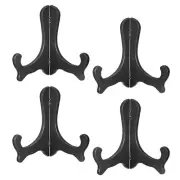 4pcs 6" Easel Plate Holder, Plastic Folding Display Stand Black for Decorative