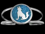 Howling Wolf Bracelet • 925 Sterling Silver Cuff • Navajo Handmade