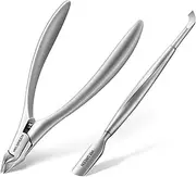 [MR.GREEN] Cuticle Nippers Innovate Cuticle Scissors Built-in Spring Clippers Trimmer Dead Skin Remover Manicure Beauty Tool (Cuticle Nipper+Manicure Pusher)
