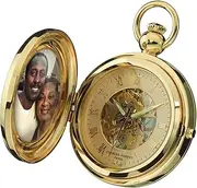 [CHARLES-HUBERT PARIS] Charles Hubert 3848 Gold-Plated Mechanical Picture Frame Pocket Watch, gold, Mechanical