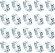 uxcell 20 Pack 20-23mm Double Ear Hose Clamp, Galvanized Steel O Clip Crimp Rings for Fuel Petrol Pipe Tube Fitting Connections, Silver Tone