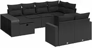 Garden Sofa Set with Cushions Modular Sofa 10 Piece Black Poly Rattan vidaXL