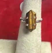 Stackable Tiger Eye crystal point sterling silver ring size 10
