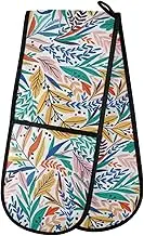 Colorful Leaves Double Oven Mitt Heat Resistant Non-Slip Kitchen Gloves Extra Long 7" x 35" for Cooking Baking Barbecue Grilling