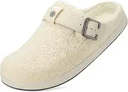 [Sisttke] Slippers Women's Men's Lined Clogs Winter Comfortable Warm Plush Fluffy House Mules Garden Shoes Slippers Shoes with Polar Fleece Lining, beige, 10 AU