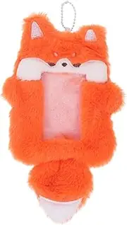 CAXUSD Mini Photo Album Keychain Plush Animal Card Holder with Id Badge Photo Card Holder Keychain for Backpack Cartoon Photocard Case