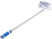 Ruilogod Foam Coated Handle Camera Phone Adjustable Self Photo Extender Handheld Monopod Blue