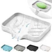 Silicone Soap Dish Tray, Self Draining Soap Holder for Bar S(4.7X3.5) Marble