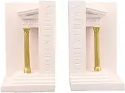 Decorative Book Ends Attractive Pink Resin Roman Column Book Holder - Heavy Bookends for Shelves, Decorative Unique Design, Book Rack Stopper Vintage Books Decor