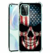 (USA Skull)ShockProof Rugged TPU phone case cover(Clear)for Oneplus Nord N10 5G