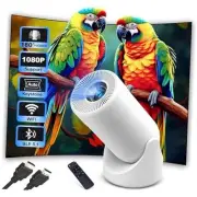 Mini Projector with WIFI 6 and Bluetooth, 4K 1080P Support Portable White