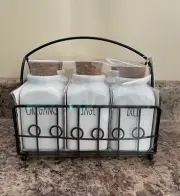 RAE DUNN SPICE JARS Set Of 6 Artisan Collection By Magenta w/Metallic Rack—NEW!