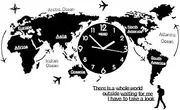 World Map Clock, Glass Mirror Modern Minimalist Creative Decorative Wall Clock World Map Silent Wall Clock
