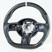 Flat Bottom Carbon Leather White Steering Wheel For Mini R55 R56 R57 R58 R60 R61 (for: Mini)
