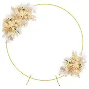 Wedding Arch Metal Round Backdrop Stand Circle Wedding Balloon Arch 7.2FT Gold