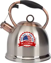 Tetera de 3 cuartos de inducción moderna de acero inoxidable, olla para estufa