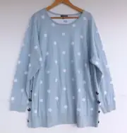 Autograph Jumper M Plus Size Womens Knit Button Side Blue White Polka Dot