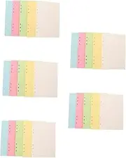 NUOBESTY 5sets A5 Planner Binder Inserts Wide Ruled Loose Leaf Paper 6 Hole Punched 5 Colors Paper for Journal Supplies 100sheets*5