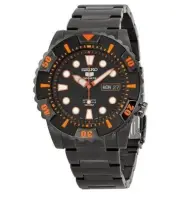 Seiko 5 SNZJ21K1 Sport Automatic Black Orange Men Watch Steel 100M SNZJ21 New