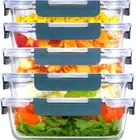 Glass Meal Prep Containers: 5 Pack, 35 Oz with Airtight, Leakproof Snap Locking